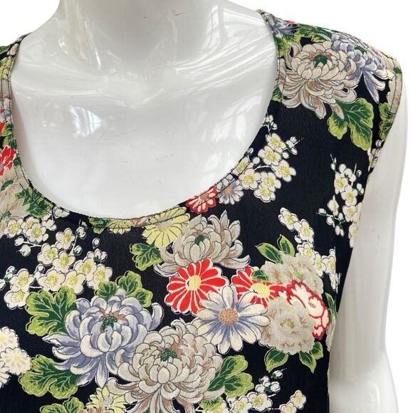 Vintage 90’s Rayon Sheath Maxi Dress Chrysanthemum Print French Connection, M - Picture 4 of 9